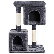 Yaheetech 33.5" Cat Tree Tower w/2 Cozy Plush Condos, Oversized Perch & Sisal Scratch Post