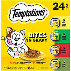 Temptations Wet Cat Food - Bites in Gravy, Variety Pack, 24 Count, 3.5 OZ