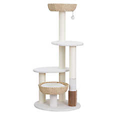 PetPals Pharaoh 5-Level Cat Tree W/ Paper Rope Basket, Sisal Scratching Posts, Teaser Toy, Massager