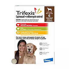 Trifexis Chewable Tablet for Dogs, 60.1-120lbs (Brown), 1 or 6 Month Supply