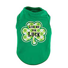 Hip Doggie St. Patrick's Day "Lick Me For Luck" Shamrock Dog Tank